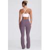 imageOQQ Women Pants Soft Active High Waist Crossover Flared Trousers with PocketsGrape Purple