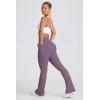 imageOQQ Women Pants Soft Active High Waist Crossover Flared Trousers with PocketsGrape Purple