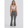 imageOQQ Women Pants Soft Active High Waist Crossover Flared Trousers with PocketsHeather Black