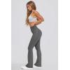 imageOQQ Women Pants Soft Active High Waist Crossover Flared Trousers with PocketsHeather Black