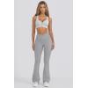 imageOQQ Women Pants Soft Active High Waist Crossover Flared Trousers with PocketsHeather Grey