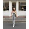 imageOQQ Women Pants Soft Active High Waist Crossover Flared Trousers with PocketsHeather Grey