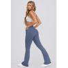 imageOQQ Women Pants Soft Active High Waist Crossover Flared Trousers with PocketsHeather Navy Blue