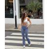 imageOQQ Women Pants Soft Active High Waist Crossover Flared Trousers with PocketsHeather Navy Blue