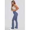 imageOQQ Women Pants Soft Active High Waist Crossover Flared Trousers with PocketsHeather Navy Blue