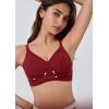 imageOQQ Womens Everyday Bra No Underwire Comfort Push Up Bras V Neck Soft Wireless Full Coverage BraMaroon