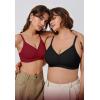 imageOQQ Womens Everyday Bra No Underwire Comfort Push Up Bras V Neck Soft Wireless Full Coverage BraMaroon