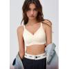 imageOQQ Womens Everyday Bra No Underwire Comfort Push Up Bras V Neck Soft Wireless Full Coverage BraWhite