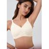 imageOQQ Womens Everyday Bra No Underwire Comfort Push Up Bras V Neck Soft Wireless Full Coverage BraWhite