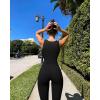 imageOQQ Womens Jumpsuits V Neck Basic Sleeveless Stretch ClassicFit Sexy Long Pants Rompers 2025Black