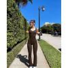 imageOQQ Womens Jumpsuits V Neck Basic Sleeveless Stretch ClassicFit Sexy Long Pants Rompers 2025Darkbrown