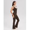 imageOQQ Womens Jumpsuits V Neck Basic Sleeveless Stretch ClassicFit Sexy Long Pants Rompers 2025Darkbrown