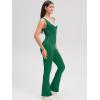 imageOQQ Womens Jumpsuits V Neck Basic Sleeveless Stretch ClassicFit Sexy Long Pants Rompers 2025Jungle Green