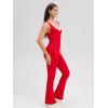 imageOQQ Womens Jumpsuits V Neck Basic Sleeveless Stretch ClassicFit Sexy Long Pants Rompers 2025Red