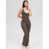 imageOQQ Womens Jumpsuits V Neck Basic Sleeveless Stretch ClassicFit Sexy Long Pants Rompers 2025Tea Leaf