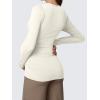 imageOQQ Womens Maternity Shirts Crew Neck Maternity Top Long Sleeve Casual Tee Side Ruched Pregnancy ClothesBeige