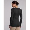 imageOQQ Womens Maternity Shirts Crew Neck Maternity Top Long Sleeve Casual Tee Side Ruched Pregnancy ClothesBlack