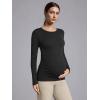 imageOQQ Womens Maternity Shirts Crew Neck Maternity Top Long Sleeve Casual Tee Side Ruched Pregnancy ClothesBlack
