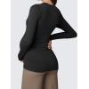 imageOQQ Womens Maternity Shirts Crew Neck Maternity Top Long Sleeve Casual Tee Side Ruched Pregnancy ClothesBlack