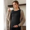 imageOQQ Womens Maternity Shirts Crew Neck Maternity Top Long Sleeve Casual Tee Side Ruched Pregnancy ClothesBlack