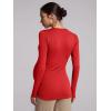 imageOQQ Womens Maternity Shirts Crew Neck Maternity Top Long Sleeve Casual Tee Side Ruched Pregnancy ClothesRed