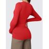 imageOQQ Womens Maternity Shirts Crew Neck Maternity Top Long Sleeve Casual Tee Side Ruched Pregnancy ClothesRed