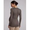imageOQQ Womens Maternity Shirts Crew Neck Maternity Top Long Sleeve Casual Tee Side Ruched Pregnancy ClothesTea Leaf