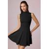 imageOQQ Womens Mini Dress Sleeveless Mock Neck Club Party Aline DressesBlack