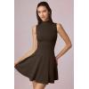 imageOQQ Womens Mini Dress Sleeveless Mock Neck Club Party Aline DressesDarkbrown
