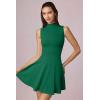 imageOQQ Womens Mini Dress Sleeveless Mock Neck Club Party Aline DressesJungle Green