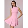 imageOQQ Womens Mini Dress Sleeveless Mock Neck Club Party Aline DressesPink Cherry Blossom
