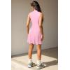 imageOQQ Womens Mini Dress Sleeveless Mock Neck Club Party Aline DressesPink Cherry Blossom