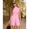 imageOQQ Womens Mini Dress Sleeveless Mock Neck Club Party Aline DressesPink Cherry Blossom