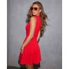 imageOQQ Womens Mini Dress Sleeveless Mock Neck Club Party Aline DressesRed