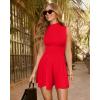 imageOQQ Womens Mini Dress Sleeveless Mock Neck Club Party Aline DressesRed