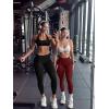 imageOQQ Workout Leggings for Women Seamless Scrunch Tights Tummy Control Impact Girl Activewear Yoga Pants Angora Red