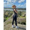imageOQQ Workout Leggings for Women Seamless Scrunch Tights Tummy Control Impact Girl Activewear Yoga Pants Black