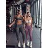 imageOQQ Workout Leggings for Women Seamless Scrunch Tights Tummy Control Impact Girl Activewear Yoga Pants Darkgrey