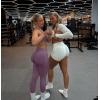 imageOQQ Workout Leggings for Women Seamless Scrunch Tights Tummy Control Impact Girl Activewear Yoga Pants Grape Purple