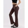 imageOQQ Yoga Pants Women High Waist Butt Lifting Casual Soft Leg Flared Bottoms with PocketsBrown