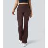 imageOQQ Yoga Pants Women High Waist Butt Lifting Casual Soft Leg Flared Bottoms with PocketsBrown