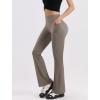 imageOQQ Yoga Pants Women High Waist Butt Lifting Casual Soft Leg Flared Bottoms with PocketsGrey