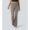 imageOQQ Yoga Pants Women High Waist Butt Lifting Casual Soft Leg Flared Bottoms with PocketsGrey