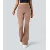 imageOQQ Yoga Pants Women High Waist Butt Lifting Casual Soft Leg Flared Bottoms with PocketsWalnut Wood