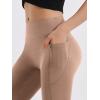 imageOQQ Yoga Pants Women High Waist Butt Lifting Casual Soft Leg Flared Bottoms with PocketsWalnut Wood