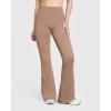 imageOQQ Yoga Pants Women High Waist Butt Lifting Casual Soft Leg Flared Bottoms with PocketsWalnut Wood