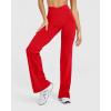 imageOQQ Yoga Pants Women High Waist Casual Soft Crossover Straight LegRed