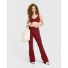 imageOQQ Yoga Pants Women High Waist Leggings Casual Soft Flared BottomsRed Merlot