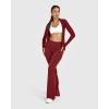 imageOQQ Yoga Pants Women High Waist Leggings Casual Soft Flared BottomsRed Merlot