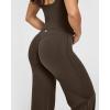imageOQQ Yoga Pants Women High Waist Stretch Casual Soft Straight Leg BottomsDarkbrown